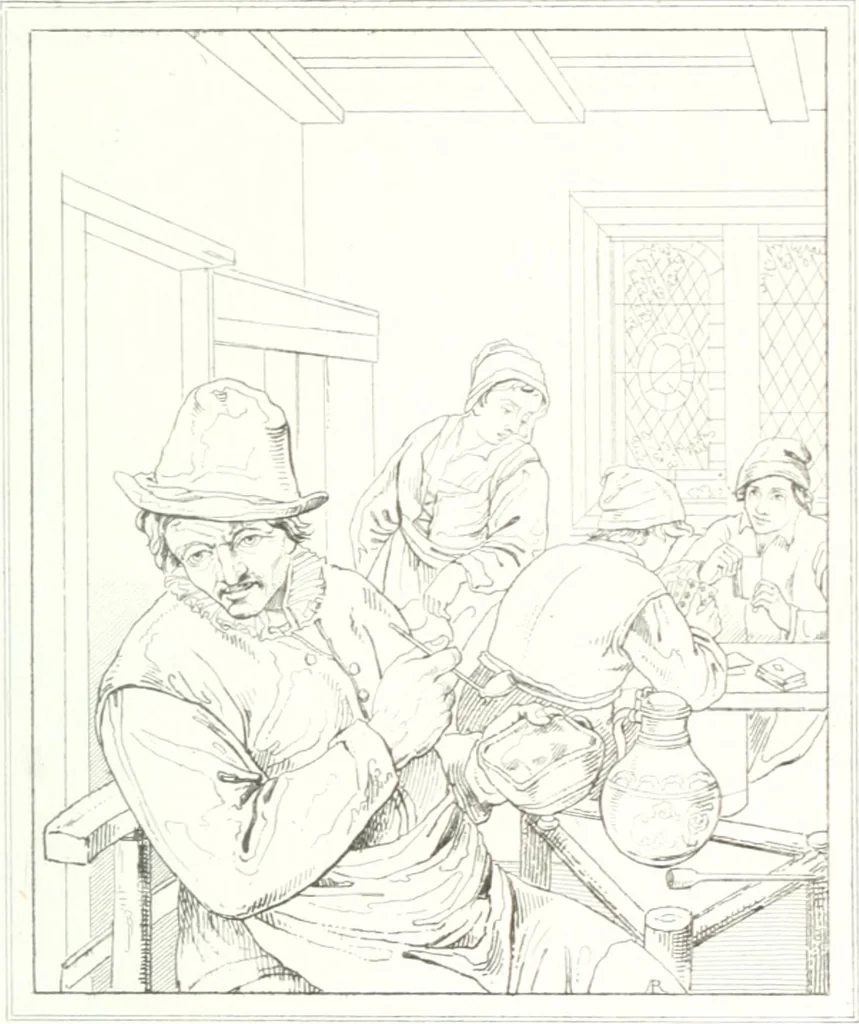 An illustration from Musée de peinture et de sculpture; ou, Recueil des principaux tableaux, statues et bas-reliefs des collections publiques et particulières de l'Europe. Dessiné et gravé à l'eau-forte par Réveil, avec des notices descriptives, critiques et historiques par Louis et Réné Ménard, 1872, leaf 160