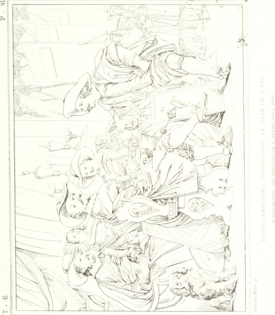 An illustration from Musée de peinture et de sculpture; ou, Recueil des principaux tableaux, statues et bas-reliefs des collections publiques et particulières de l'Europe. Dessiné et gravé à l'eau-forte par Réveil, avec des notices descriptives, critiques et historiques par Louis et Réné Ménard, 1872, leaf 188
