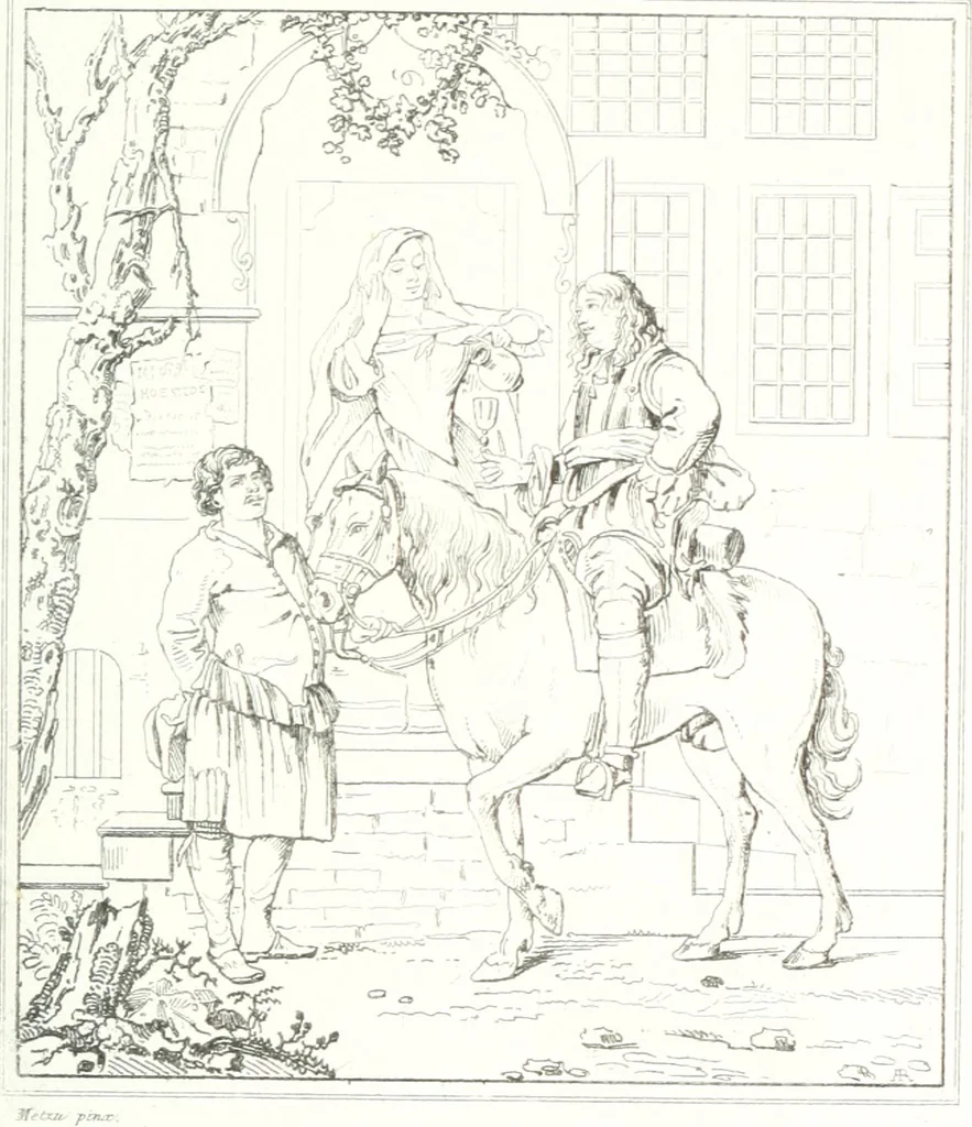 An illustration from Musée de peinture et de sculpture; ou, Recueil des principaux tableaux, statues et bas-reliefs des collections publiques et particulières de l'Europe. Dessiné et gravé à l'eau-forte par Réveil, avec des notices descriptives, critiques et historiques par Louis et Réné Ménard, 1872, leaf 190