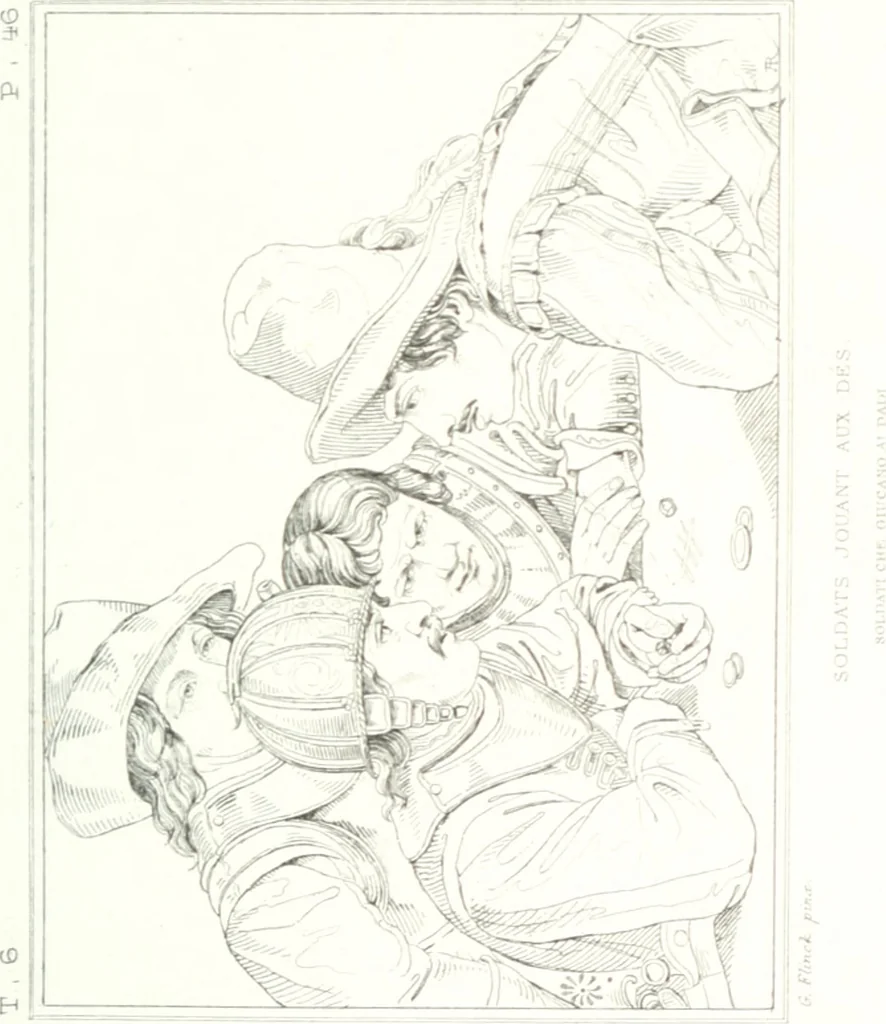 An illustration from Musée de peinture et de sculpture; ou, Recueil des principaux tableaux, statues et bas-reliefs des collections publiques et particulières de l'Europe. Dessiné et gravé à l'eau-forte par Réveil, avec des notices descriptives, critiques et historiques par Louis et Réné Ménard, 1872, leaf 198