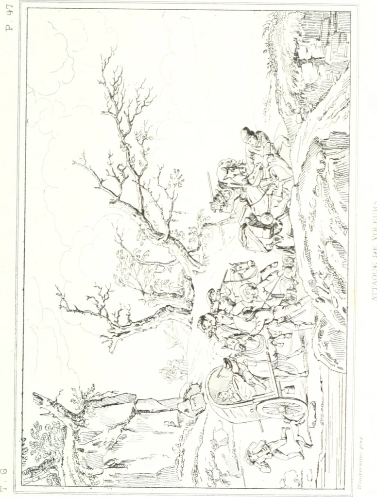 An illustration from Musée de peinture et de sculpture; ou, Recueil des principaux tableaux, statues et bas-reliefs des collections publiques et particulières de l'Europe. Dessiné et gravé à l'eau-forte par Réveil, avec des notices descriptives, critiques et historiques par Louis et Réné Ménard, 1872, leaf 200