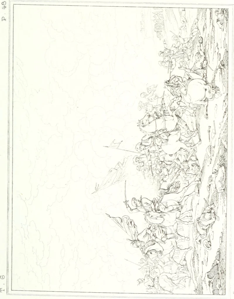 An illustration from Musée de peinture et de sculpture; ou, Recueil des principaux tableaux, statues et bas-reliefs des collections publiques et particulières de l'Europe. Dessiné et gravé à l'eau-forte par Réveil, avec des notices descriptives, critiques et historiques par Louis et Réné Ménard, 1872, leaf 202