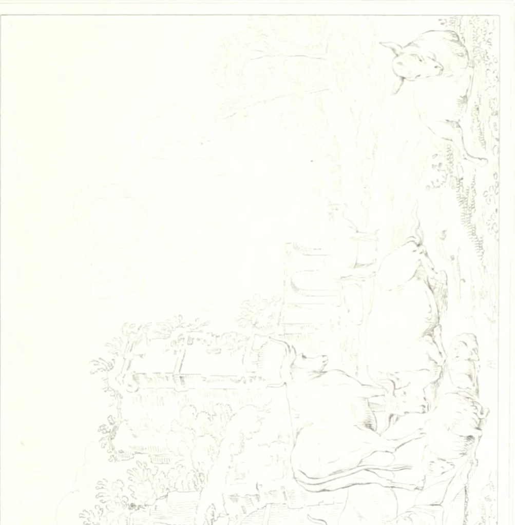 An illustration from Musée de peinture et de sculpture; ou, Recueil des principaux tableaux, statues et bas-reliefs des collections publiques et particulières de l'Europe. Dessiné et gravé à l'eau-forte par Réveil, avec des notices descriptives, critiques et historiques par Louis et Réné Ménard, 1872, leaf 210