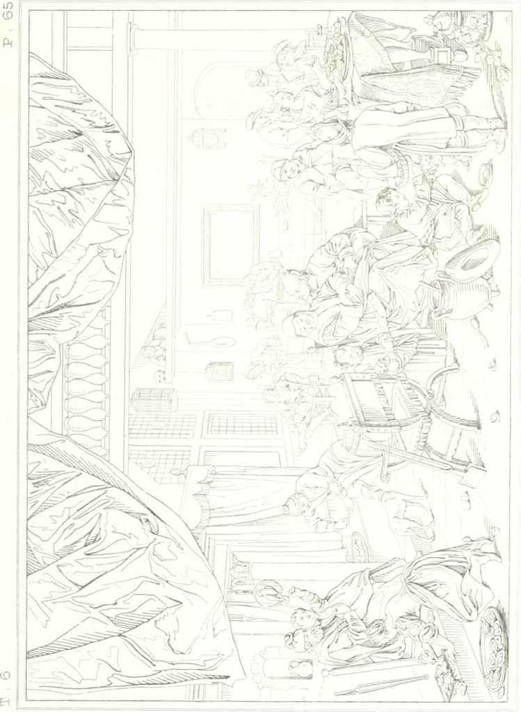 An illustration from Musée de peinture et de sculpture; ou, Recueil des principaux tableaux, statues et bas-reliefs des collections publiques et particulières de l'Europe. Dessiné et gravé à l'eau-forte par Réveil, avec des notices descriptives, critiques et historiques par Louis et Réné Ménard, 1872, leaf 236