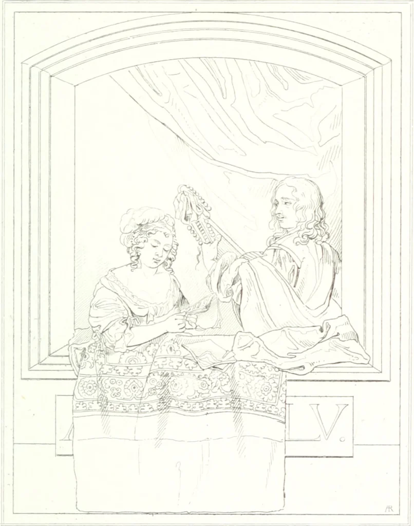 An illustration from Musée de peinture et de sculpture; ou, Recueil des principaux tableaux, statues et bas-reliefs des collections publiques et particulières de l'Europe. Dessiné et gravé à l'eau-forte par Réveil, avec des notices descriptives, critiques et historiques par Louis et Réné Ménard, 1872, leaf 252
