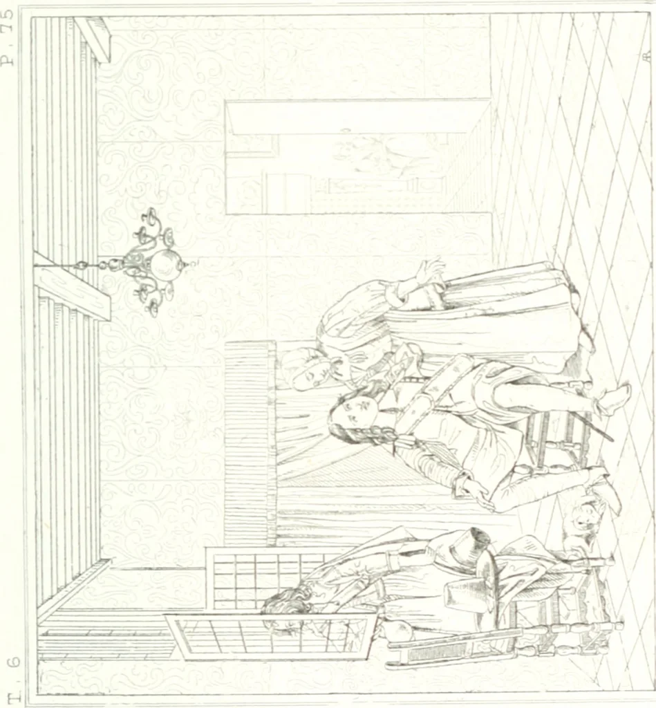 An illustration from Musée de peinture et de sculpture; ou, Recueil des principaux tableaux, statues et bas-reliefs des collections publiques et particulières de l'Europe. Dessiné et gravé à l'eau-forte par Réveil, avec des notices descriptives, critiques et historiques par Louis et Réné Ménard, 1872, leaf 256