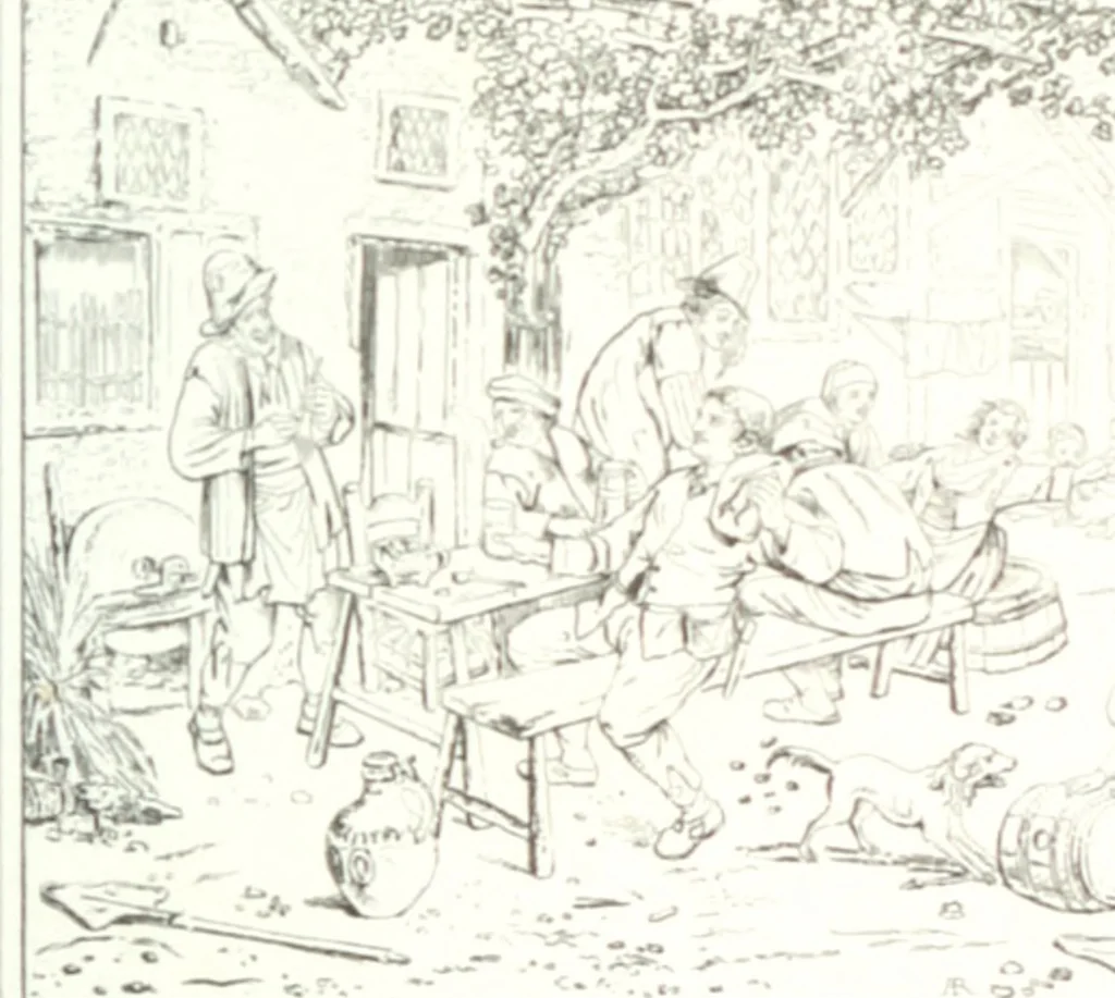 An illustration from Musée de peinture et de sculpture; ou, Recueil des principaux tableaux, statues et bas-reliefs des collections publiques et particulières de l'Europe. Dessiné et gravé à l'eau-forte par Réveil, avec des notices descriptives, critiques et historiques par Louis et Réné Ménard, 1872, leaf 284