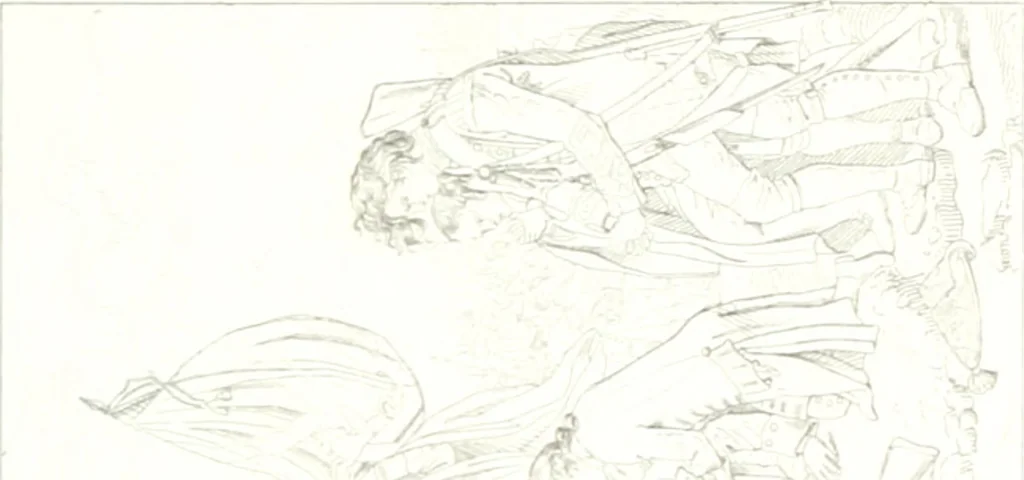 An illustration from Musée de peinture et de sculpture; ou, Recueil des principaux tableaux, statues et bas-reliefs des collections publiques et particulières de l'Europe. Dessiné et gravé à l'eau-forte par Réveil, avec des notices descriptives, critiques et historiques par Louis et Réné Ménard, 1872, leaf 304