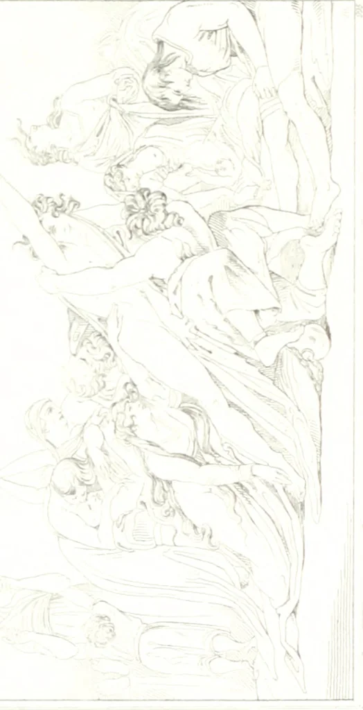 An illustration from Musée de peinture et de sculpture; ou, Recueil des principaux tableaux, statues et bas-reliefs des collections publiques et particulières de l'Europe. Dessiné et gravé à l'eau-forte par Réveil, avec des notices descriptives, critiques et historiques par Louis et Réné Ménard, 1872, leaf 306