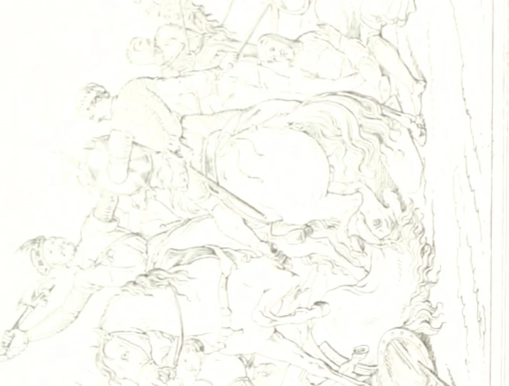 An illustration from Musée de peinture et de sculpture; ou, Recueil des principaux tableaux, statues et bas-reliefs des collections publiques et particulières de l'Europe. Dessiné et gravé à l'eau-forte par Réveil, avec des notices descriptives, critiques et historiques par Louis et Réné Ménard, 1872, leaf 322