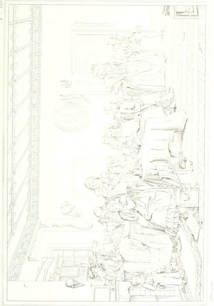 An illustration from Musée de peinture et de sculpture; ou, Recueil des principaux tableaux, statues et bas-reliefs des collections publiques et particulières de l'Europe. Dessiné et gravé à l'eau-forte par Réveil, avec des notices descriptives, critiques et historiques par Louis et Réné Ménard, 1872, leaf 326