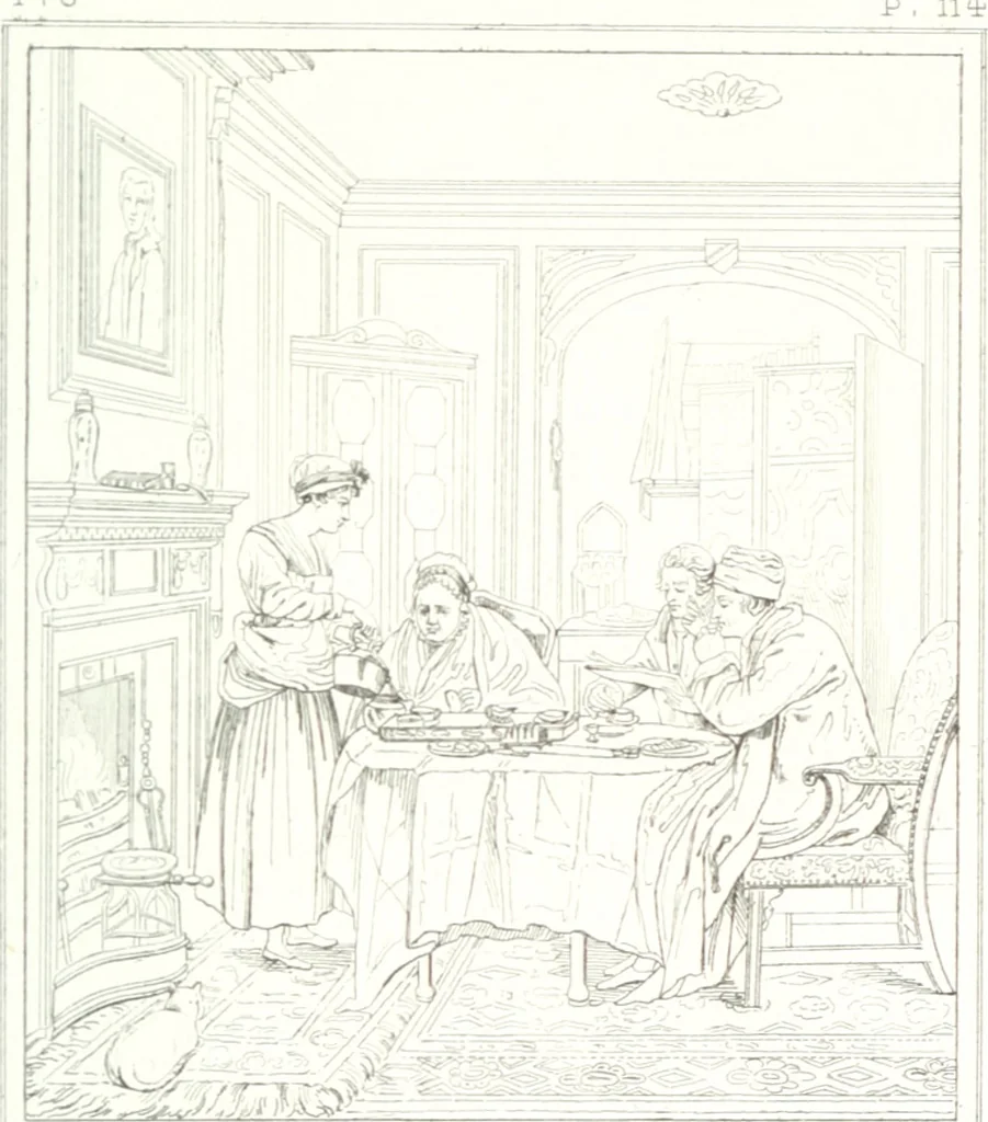 An illustration from Musée de peinture et de sculpture; ou, Recueil des principaux tableaux, statues et bas-reliefs des collections publiques et particulières de l'Europe. Dessiné et gravé à l'eau-forte par Réveil, avec des notices descriptives, critiques et historiques par Louis et Réné Ménard, 1872, leaf 334