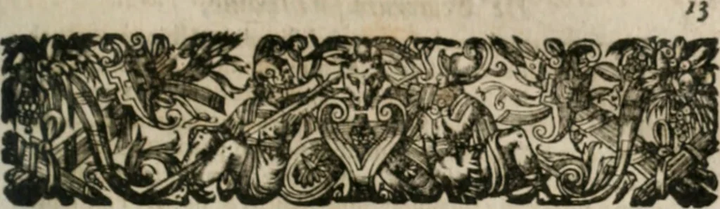 An illustration from Musei, siue Bibliothecae tam priuatae quàm publicae extructio, instructio, cura, vsus libri IV : accessit accurata descriptio Regiae bibliothecae S. Laurentii Escurialis : insuper Paraenesis allegorica ad amorem literarum : opus multiplici eruditione sacra simul et humana refertum, praeceptis moralibus et literariis, architecturae et picturae subiectionibus, inscriptionibus et emblematis, antiquitatis philologicae monumentis, atque oratoriis schematis utiliter et amoene tessellatum, 1635, leaf 636
