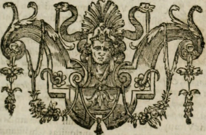 An illustration from Musei, siue Bibliothecae tam priuatae quàm publicae extructio, instructio, cura, vsus libri IV : accessit accurata descriptio Regiae bibliothecae S. Laurentii Escurialis : insuper Paraenesis allegorica ad amorem literarum : opus multiplici eruditione sacra simul et humana refertum, praeceptis moralibus et literariis, architecturae et picturae subiectionibus, inscriptionibus et emblematis, antiquitatis philologicae monumentis, atque oratoriis schematis utiliter et amoene tessellatum, 1635, leaf 684