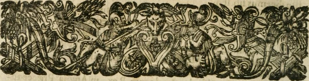 An illustration from Musei, siue Bibliothecae tam priuatae quàm publicae extructio, instructio, cura, vsus libri IV : accessit accurata descriptio Regiae bibliothecae S. Laurentii Escurialis : insuper Paraenesis allegorica ad amorem literarum : opus multiplici eruditione sacra simul et humana refertum, praeceptis moralibus et literariis, architecturae et picturae subiectionibus, inscriptionibus et emblematis, antiquitatis philologicae monumentis, atque oratoriis schematis utiliter et amoene tessellatum, 1635, leaf 685