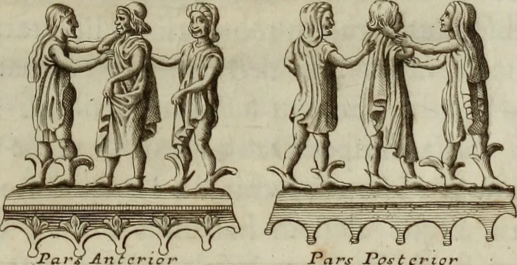 An illustration from Museum Cortonense : in quo vetera monumenta complectuntur anaglypha, thoreumata, gemmae inscalptae insculptaeque quae in Academia etrusca ceterisque nobilium virorum domibus adservantur, in plurimus tabulis aereis distributum, 1750, leaf 16