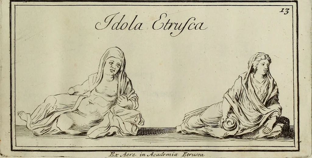 An illustration from Museum Cortonense : in quo vetera monumenta complectuntur anaglypha, thoreumata, gemmae inscalptae insculptaeque quae in Academia etrusca ceterisque nobilium virorum domibus adservantur, in plurimus tabulis aereis distributum, 1750, leaf 172