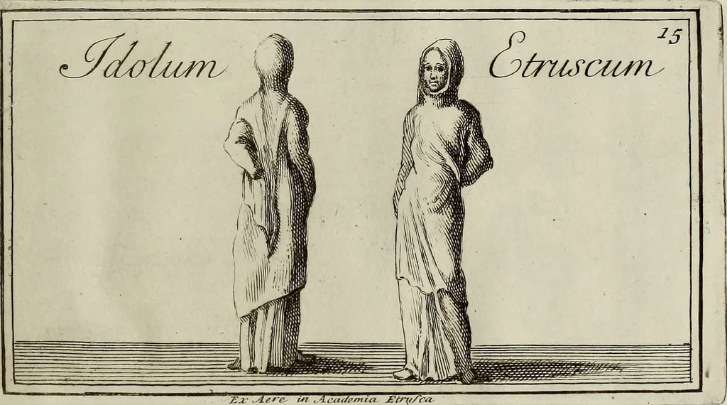 An illustration from Museum Cortonense : in quo vetera monumenta complectuntur anaglypha, thoreumata, gemmae inscalptae insculptaeque quae in Academia etrusca ceterisque nobilium virorum domibus adservantur, in plurimus tabulis aereis distributum, 1750, leaf 176