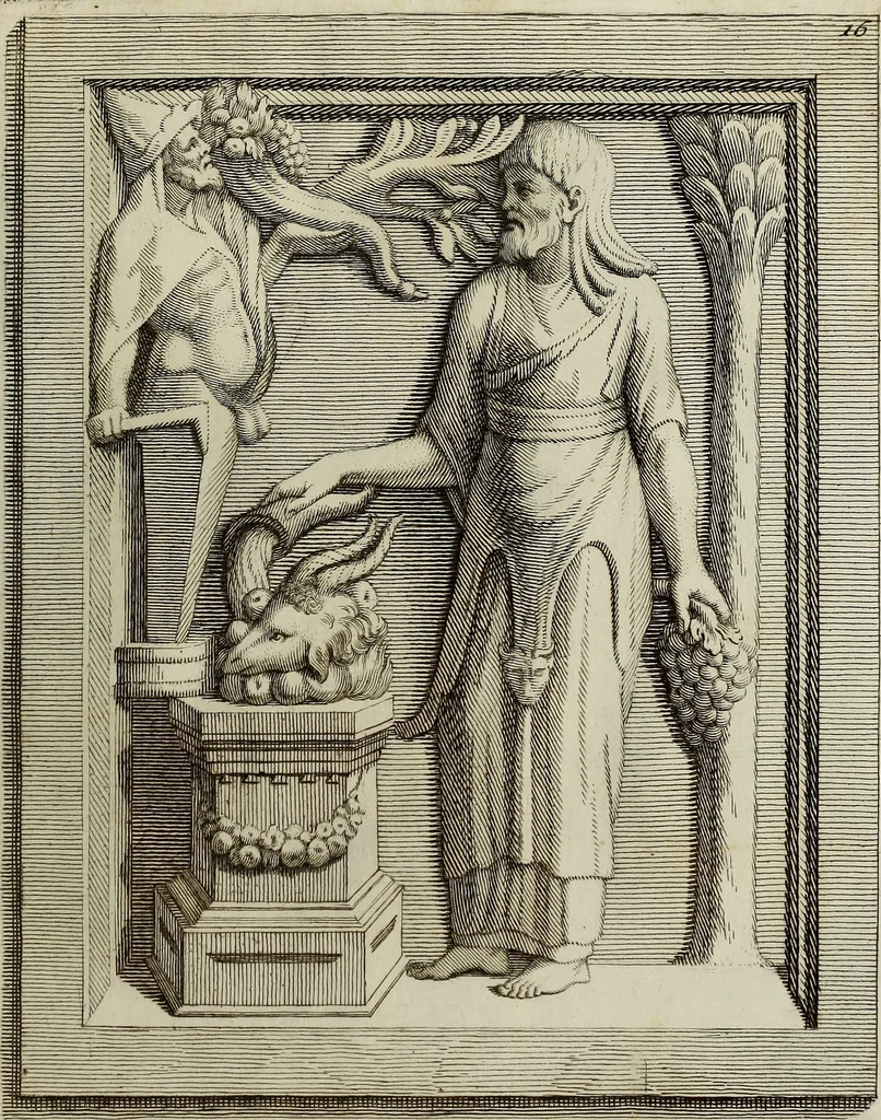 An illustration from Museum Cortonense : in quo vetera monumenta complectuntur anaglypha, thoreumata, gemmae inscalptae insculptaeque quae in Academia etrusca ceterisque nobilium virorum domibus adservantur, in plurimus tabulis aereis distributum, 1750, leaf 178