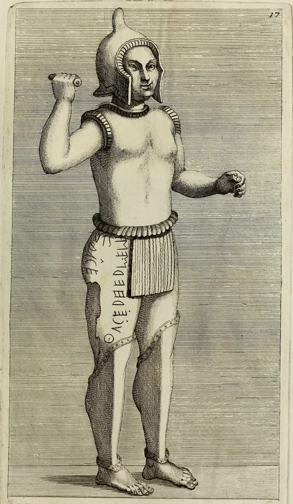An illustration from Museum Cortonense : in quo vetera monumenta complectuntur anaglypha, thoreumata, gemmae inscalptae insculptaeque quae in Academia etrusca ceterisque nobilium virorum domibus adservantur, in plurimus tabulis aereis distributum, 1750, leaf 180