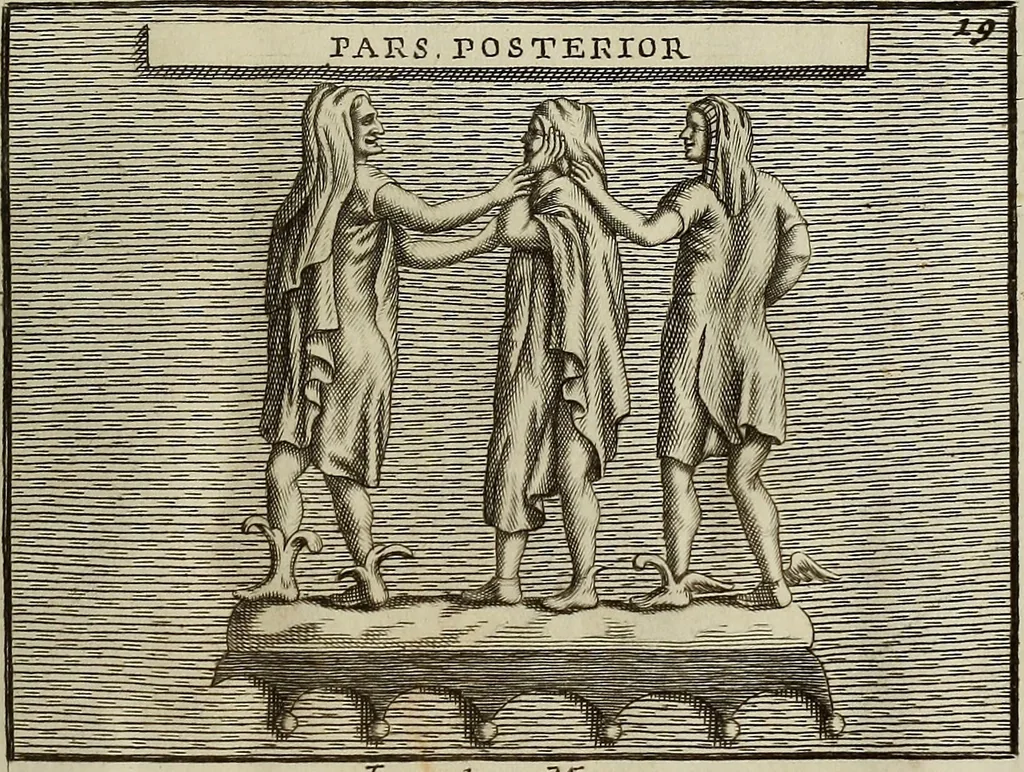 An illustration from Museum Cortonense : in quo vetera monumenta complectuntur anaglypha, thoreumata, gemmae inscalptae insculptaeque quae in Academia etrusca ceterisque nobilium virorum domibus adservantur, in plurimus tabulis aereis distributum, 1750, leaf 184