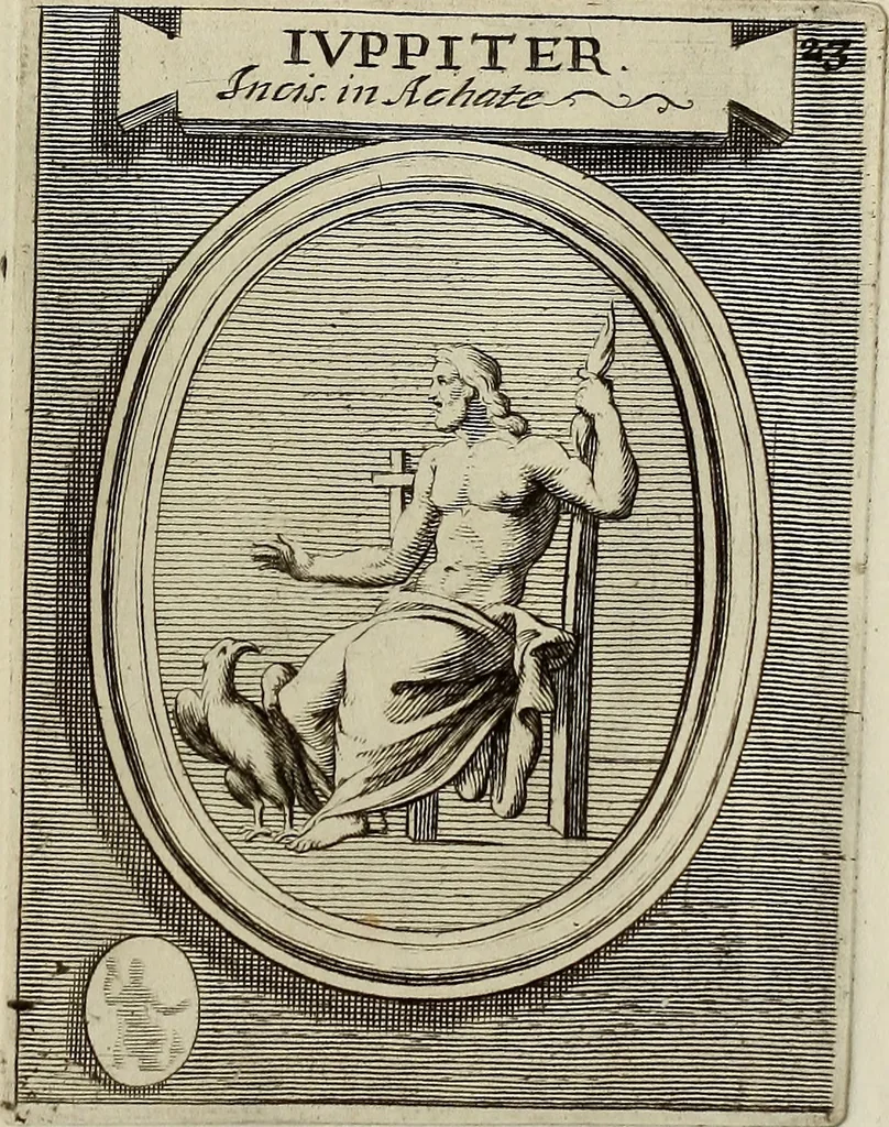 An illustration from Museum Cortonense : in quo vetera monumenta complectuntur anaglypha, thoreumata, gemmae inscalptae insculptaeque quae in Academia etrusca ceterisque nobilium virorum domibus adservantur, in plurimus tabulis aereis distributum, 1750, leaf 192