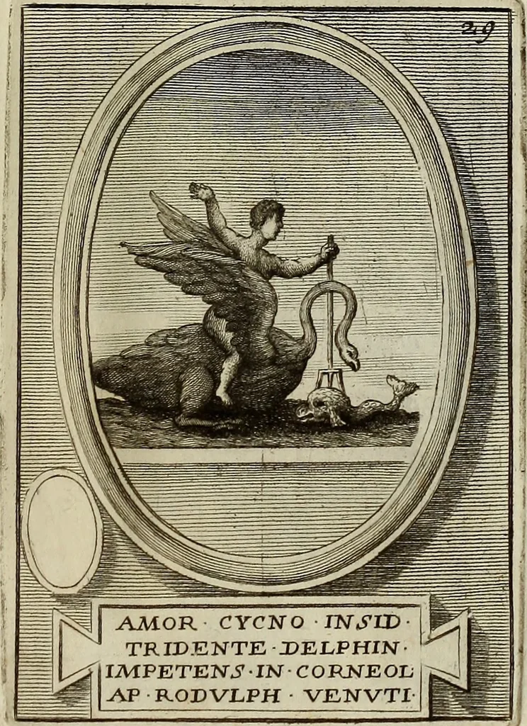 An illustration from Museum Cortonense : in quo vetera monumenta complectuntur anaglypha, thoreumata, gemmae inscalptae insculptaeque quae in Academia etrusca ceterisque nobilium virorum domibus adservantur, in plurimus tabulis aereis distributum, 1750, leaf 204