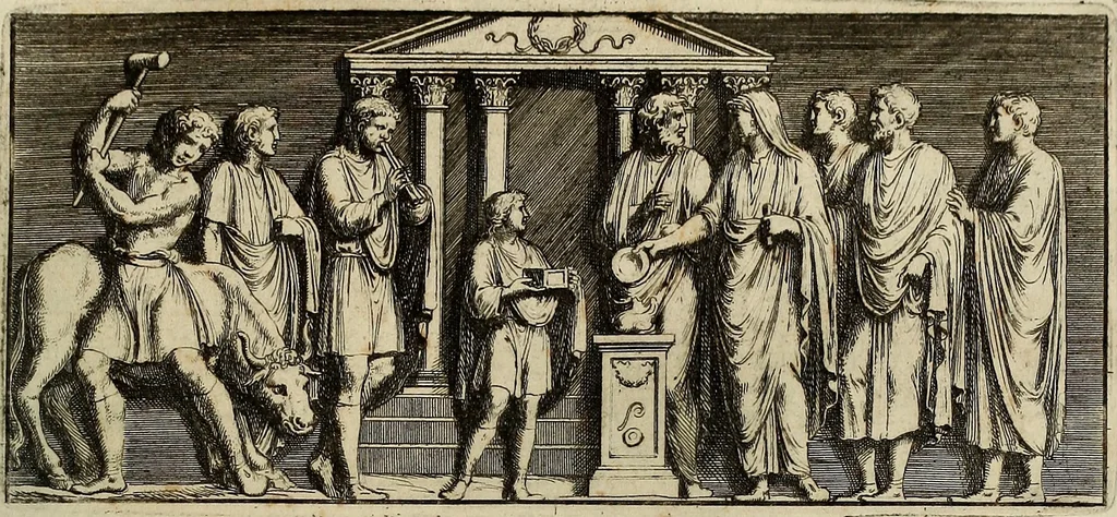 An illustration from Museum Cortonense : in quo vetera monumenta complectuntur anaglypha, thoreumata, gemmae inscalptae insculptaeque quae in Academia etrusca ceterisque nobilium virorum domibus adservantur, in plurimus tabulis aereis distributum, 1750, leaf 22