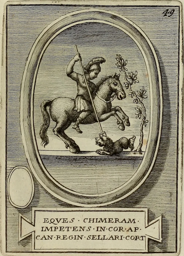 An illustration from Museum Cortonense : in quo vetera monumenta complectuntur anaglypha, thoreumata, gemmae inscalptae insculptaeque quae in Academia etrusca ceterisque nobilium virorum domibus adservantur, in plurimus tabulis aereis distributum, 1750, leaf 244