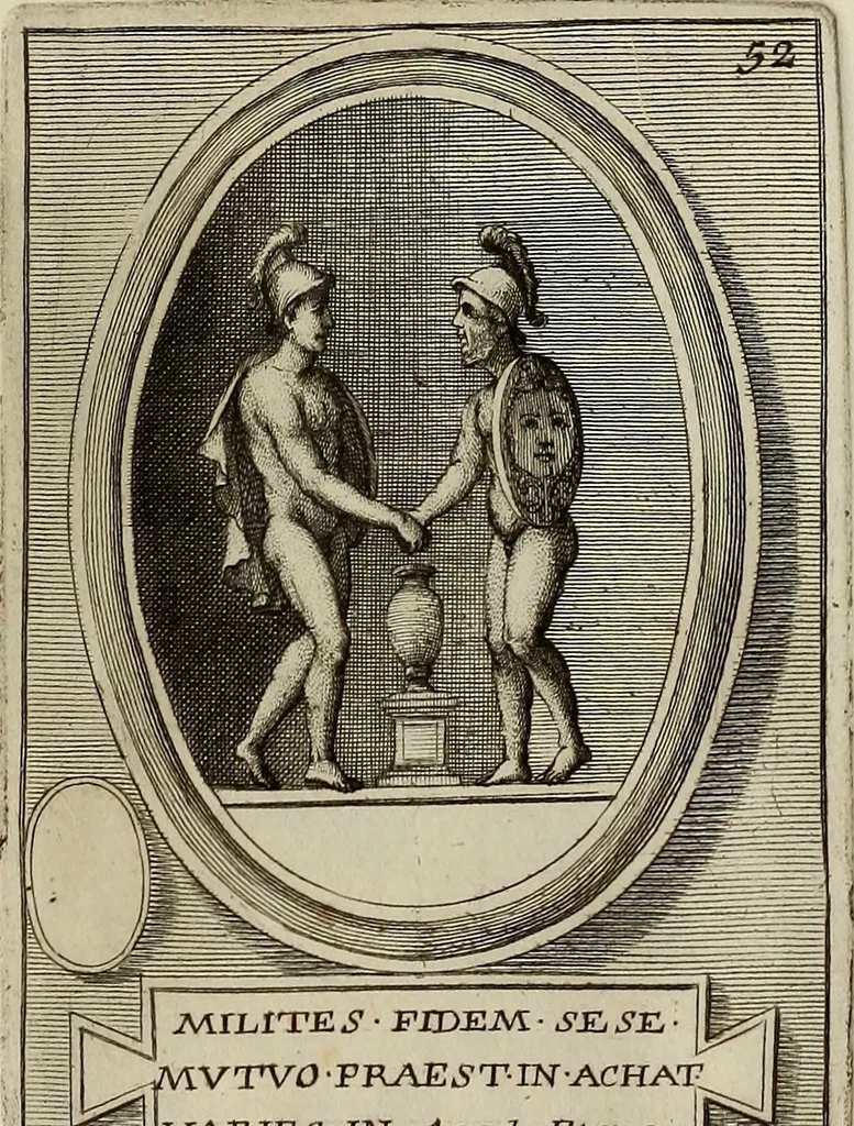 An illustration from Museum Cortonense : in quo vetera monumenta complectuntur anaglypha, thoreumata, gemmae inscalptae insculptaeque quae in Academia etrusca ceterisque nobilium virorum domibus adservantur, in plurimus tabulis aereis distributum, 1750, leaf 250