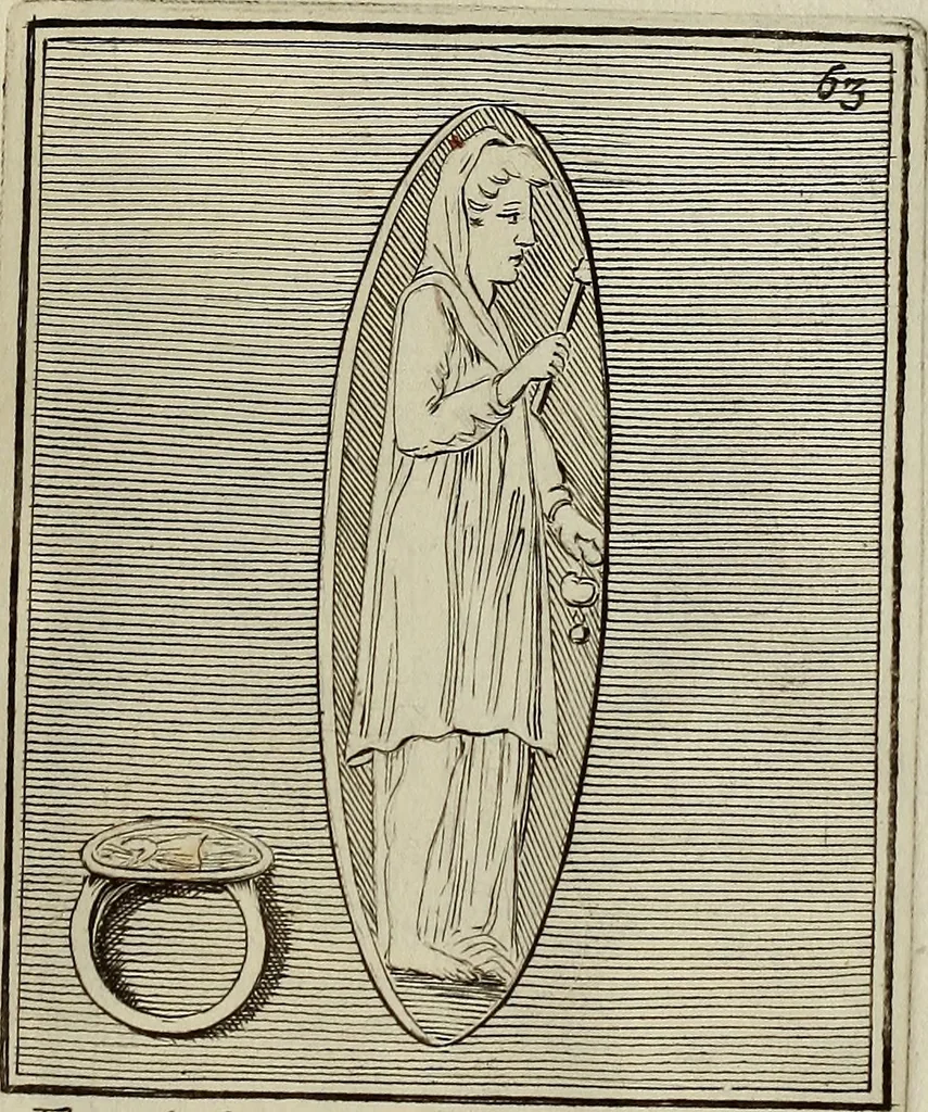 An illustration from Museum Cortonense : in quo vetera monumenta complectuntur anaglypha, thoreumata, gemmae inscalptae insculptaeque quae in Academia etrusca ceterisque nobilium virorum domibus adservantur, in plurimus tabulis aereis distributum, 1750, leaf 272