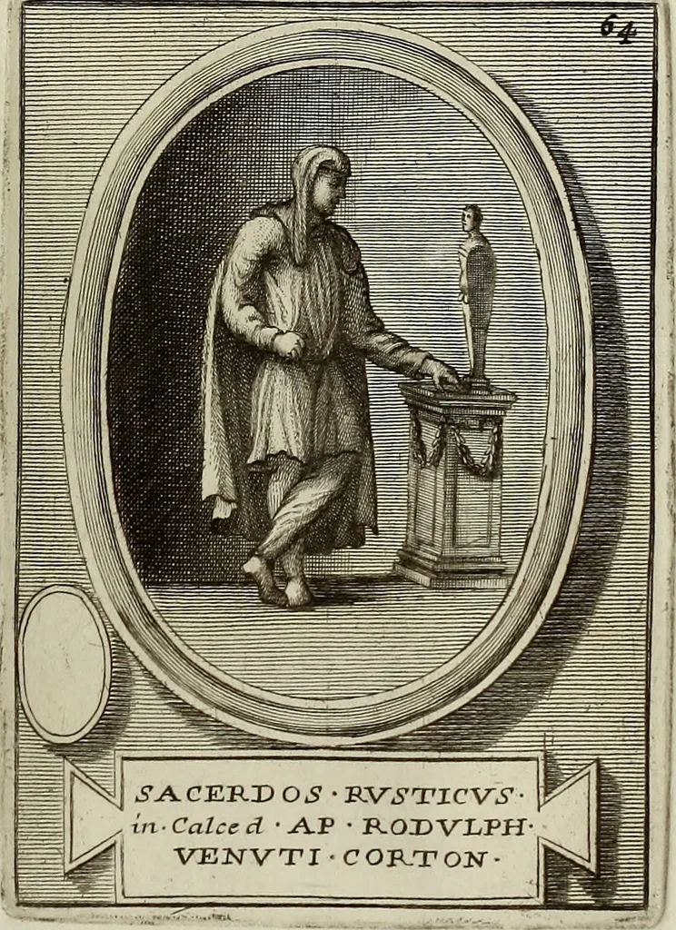 An illustration from Museum Cortonense : in quo vetera monumenta complectuntur anaglypha, thoreumata, gemmae inscalptae insculptaeque quae in Academia etrusca ceterisque nobilium virorum domibus adservantur, in plurimus tabulis aereis distributum, 1750, leaf 274