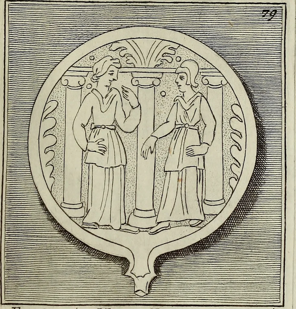 An illustration from Museum Cortonense : in quo vetera monumenta complectuntur anaglypha, thoreumata, gemmae inscalptae insculptaeque quae in Academia etrusca ceterisque nobilium virorum domibus adservantur, in plurimus tabulis aereis distributum, 1750, leaf 304