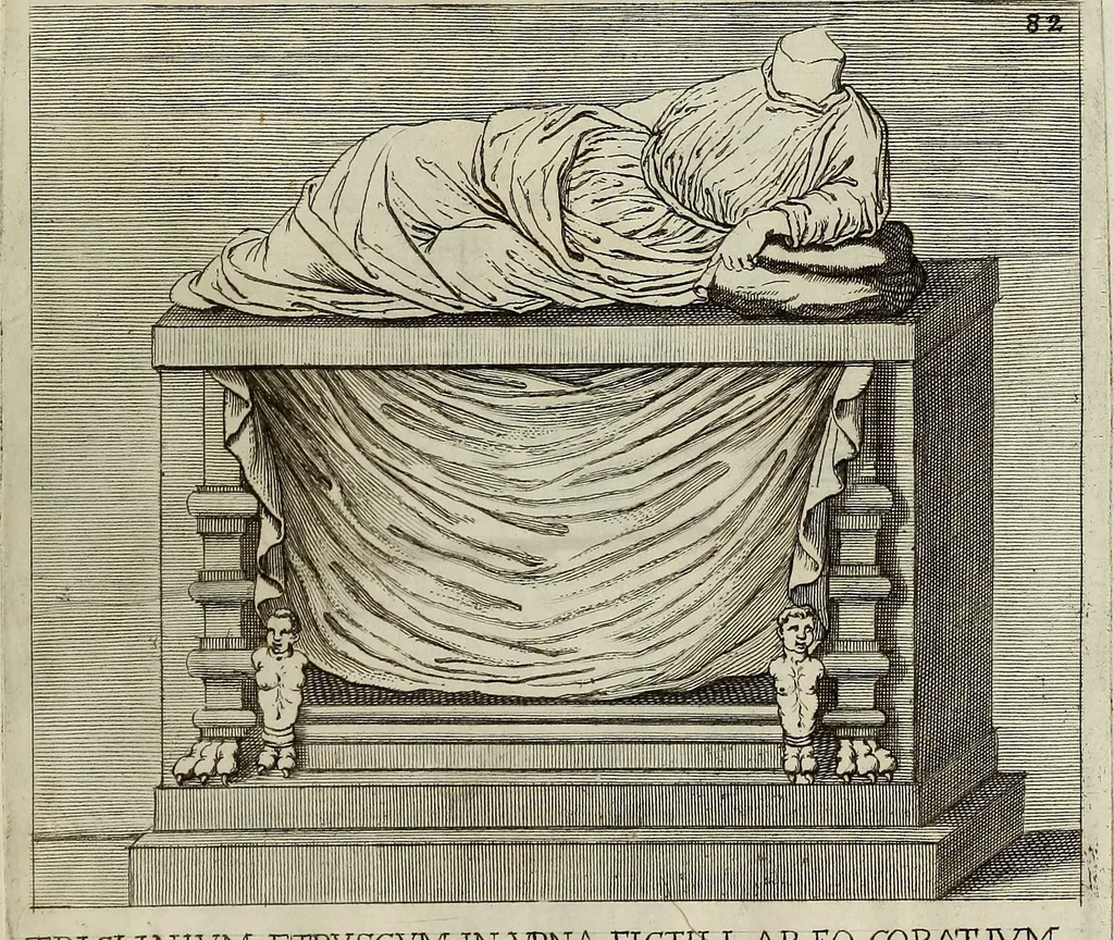 An illustration from Museum Cortonense : in quo vetera monumenta complectuntur anaglypha, thoreumata, gemmae inscalptae insculptaeque quae in Academia etrusca ceterisque nobilium virorum domibus adservantur, in plurimus tabulis aereis distributum, 1750, leaf 310