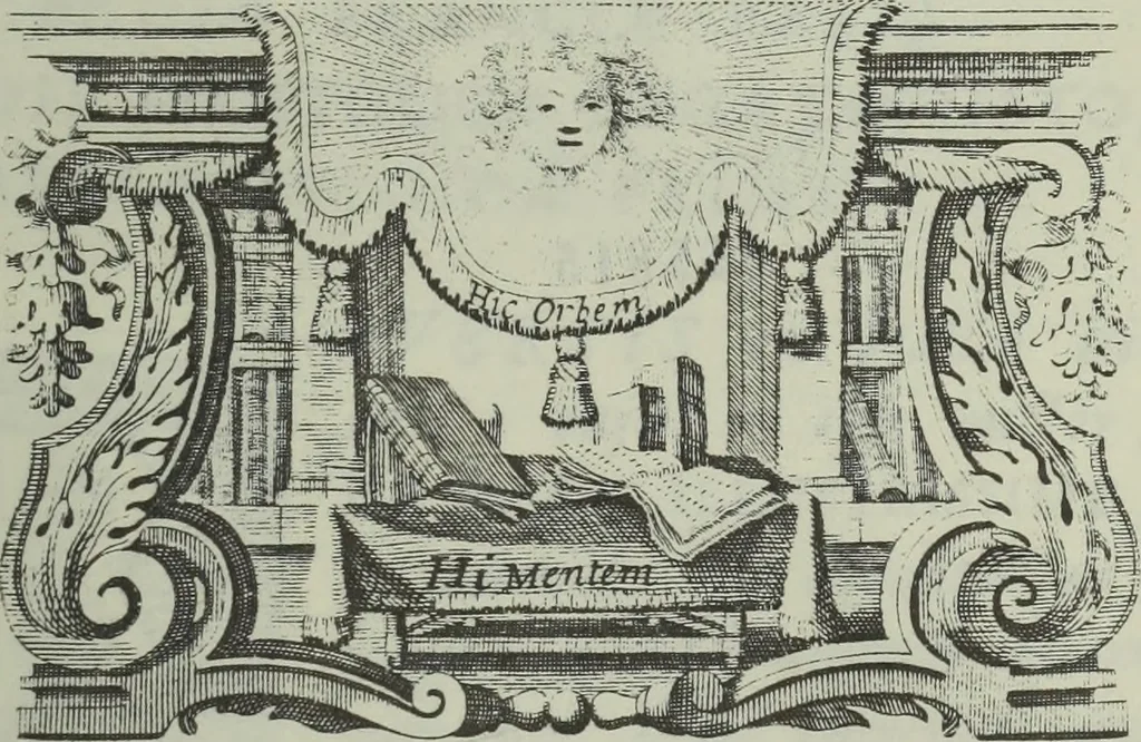 An illustration from Museum italicum, sev Collectio veterum scriptorum ex bibliothecis italicis, eruta a Johanne Mabillon, & Michaele Germain, 1687, leaf 6