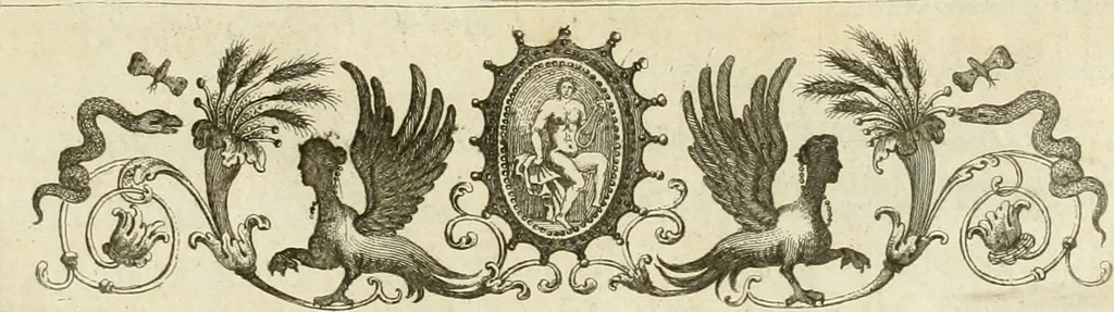 An illustration from Museum Odescalchum, sive, Thesaurus antiquarum gemmarum : cum imaginibus in iisdem insculptis, et iisdem exsculptis, quæ a serenissima Christina svecorum regina collectæ in Museo Odescalcho adservantur, et a Petro Sancte Bartolo quondam incisæ, nunc primum in lucem proferuntur .., 1751, leaf 108
