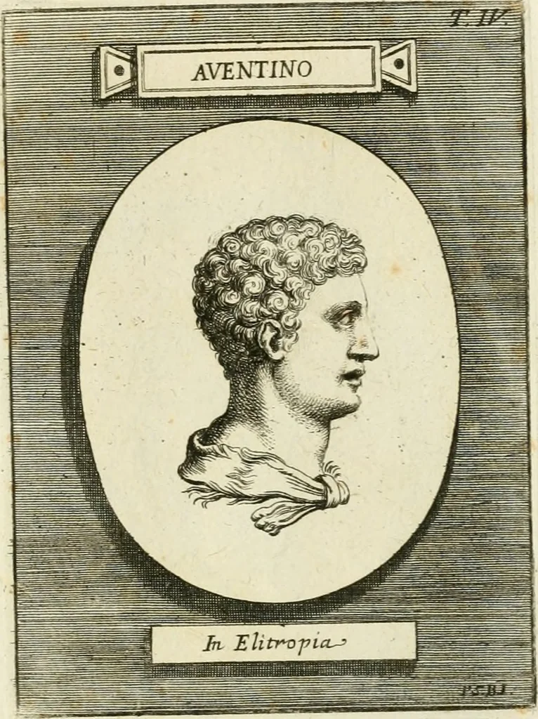 An illustration from Museum Odescalchum, sive, Thesaurus antiquarum gemmarum : cum imaginibus in iisdem insculptis, et iisdem exsculptis, quæ a serenissima Christina svecorum regina collectæ in Museo Odescalcho adservantur, et a Petro Sancte Bartolo quondam incisæ, nunc primum in lucem proferuntur .., 1751, leaf 122
