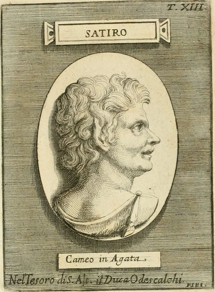 An illustration from Museum Odescalchum, sive, Thesaurus antiquarum gemmarum : cum imaginibus in iisdem insculptis, et iisdem exsculptis, quæ a serenissima Christina svecorum regina collectæ in Museo Odescalcho adservantur, et a Petro Sancte Bartolo quondam incisæ, nunc primum in lucem proferuntur .., 1751, leaf 140