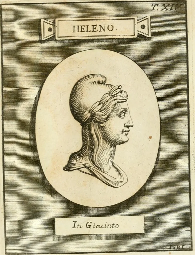 An illustration from Museum Odescalchum, sive, Thesaurus antiquarum gemmarum : cum imaginibus in iisdem insculptis, et iisdem exsculptis, quæ a serenissima Christina svecorum regina collectæ in Museo Odescalcho adservantur, et a Petro Sancte Bartolo quondam incisæ, nunc primum in lucem proferuntur .., 1751, leaf 142