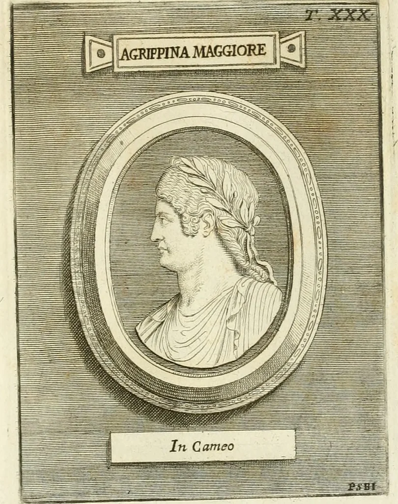 An illustration from Museum Odescalchum, sive, Thesaurus antiquarum gemmarum : cum imaginibus in iisdem insculptis, et iisdem exsculptis, quæ a serenissima Christina svecorum regina collectæ in Museo Odescalcho adservantur, et a Petro Sancte Bartolo quondam incisæ, nunc primum in lucem proferuntur .., 1751, leaf 174