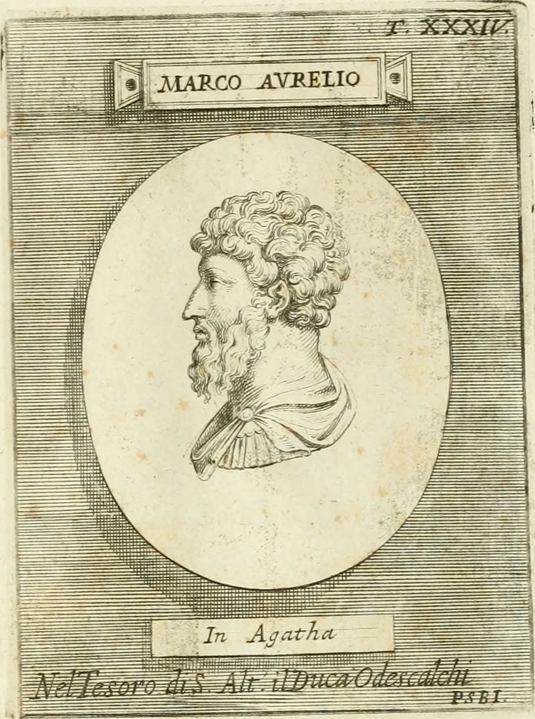 An illustration from Museum Odescalchum, sive, Thesaurus antiquarum gemmarum : cum imaginibus in iisdem insculptis, et iisdem exsculptis, quæ a serenissima Christina svecorum regina collectæ in Museo Odescalcho adservantur, et a Petro Sancte Bartolo quondam incisæ, nunc primum in lucem proferuntur .., 1751, leaf 182