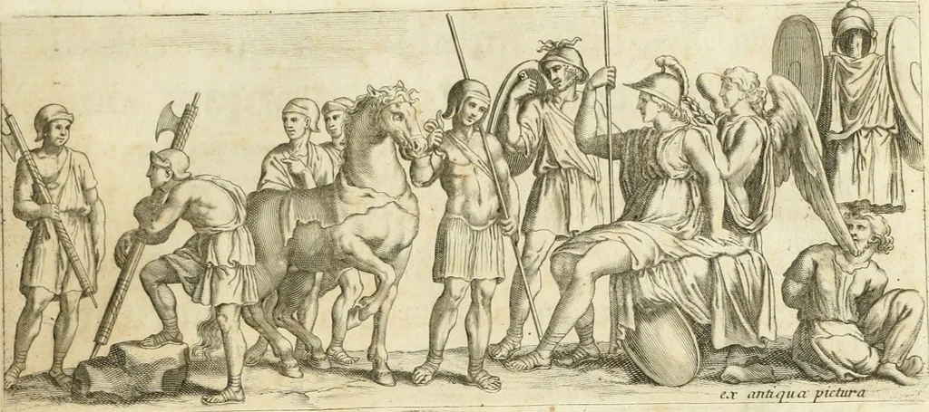 An illustration from Museum Odescalchum, sive, Thesaurus antiquarum gemmarum : cum imaginibus in iisdem insculptis, et iisdem exsculptis, quæ a serenissima Christina svecorum regina collectæ in Museo Odescalcho adservantur, et a Petro Sancte Bartolo quondam incisæ, nunc primum in lucem proferuntur .., 1751, leaf 12