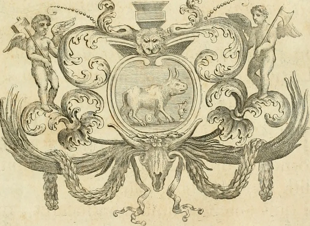 An illustration from Museum Odescalchum, sive, Thesaurus antiquarum gemmarum : cum imaginibus in iisdem insculptis, et iisdem exsculptis, quæ a serenissima Christina svecorum regina collectæ in Museo Odescalcho adservantur, et a Petro Sancte Bartolo quondam incisæ, nunc primum in lucem proferuntur .., 1751, leaf 126