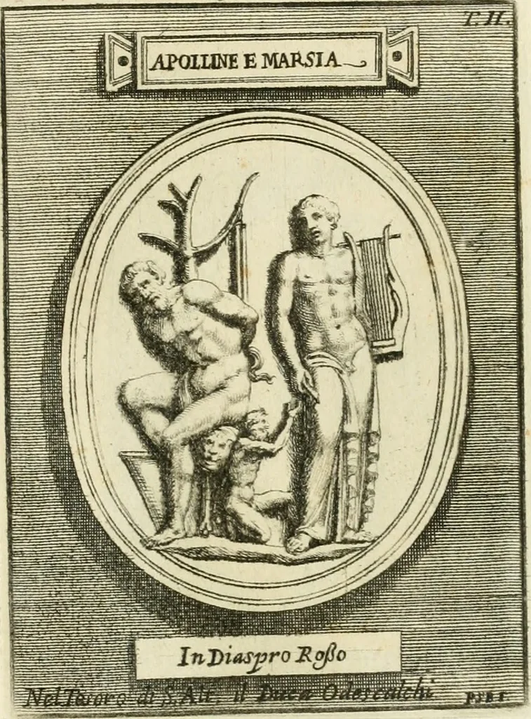 An illustration from Museum Odescalchum, sive, Thesaurus antiquarum gemmarum : cum imaginibus in iisdem insculptis, et iisdem exsculptis, quæ a serenissima Christina svecorum regina collectæ in Museo Odescalcho adservantur, et a Petro Sancte Bartolo quondam incisæ, nunc primum in lucem proferuntur .., 1751, leaf 158