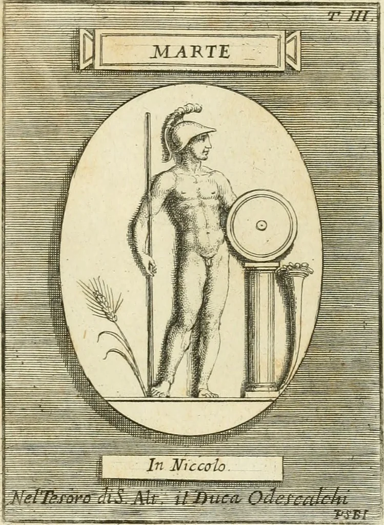 An illustration from Museum Odescalchum, sive, Thesaurus antiquarum gemmarum : cum imaginibus in iisdem insculptis, et iisdem exsculptis, quæ a serenissima Christina svecorum regina collectæ in Museo Odescalcho adservantur, et a Petro Sancte Bartolo quondam incisæ, nunc primum in lucem proferuntur .., 1751, leaf 160