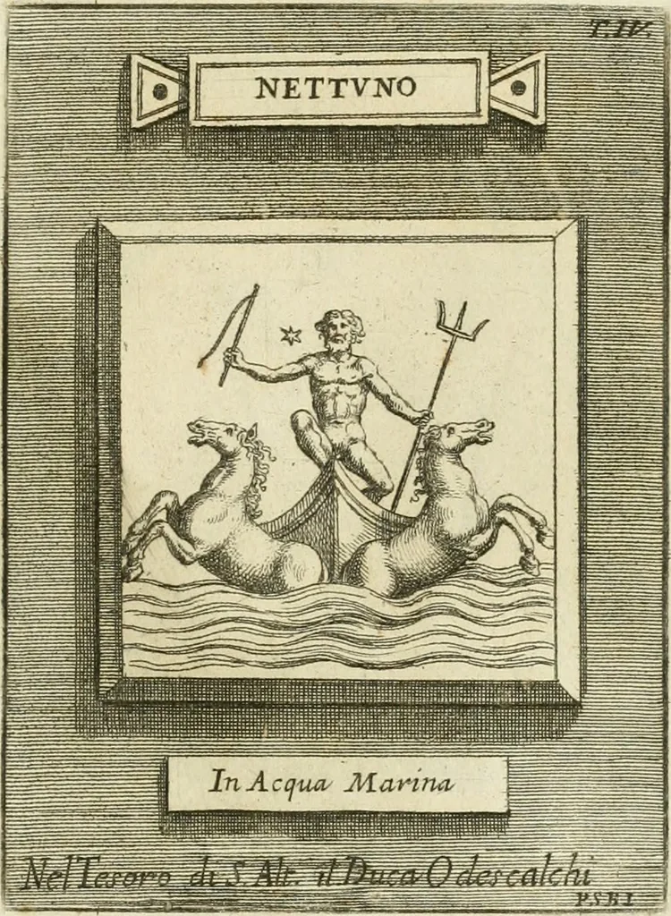 An illustration from Museum Odescalchum, sive, Thesaurus antiquarum gemmarum : cum imaginibus in iisdem insculptis, et iisdem exsculptis, quæ a serenissima Christina svecorum regina collectæ in Museo Odescalcho adservantur, et a Petro Sancte Bartolo quondam incisæ, nunc primum in lucem proferuntur .., 1751, leaf 162