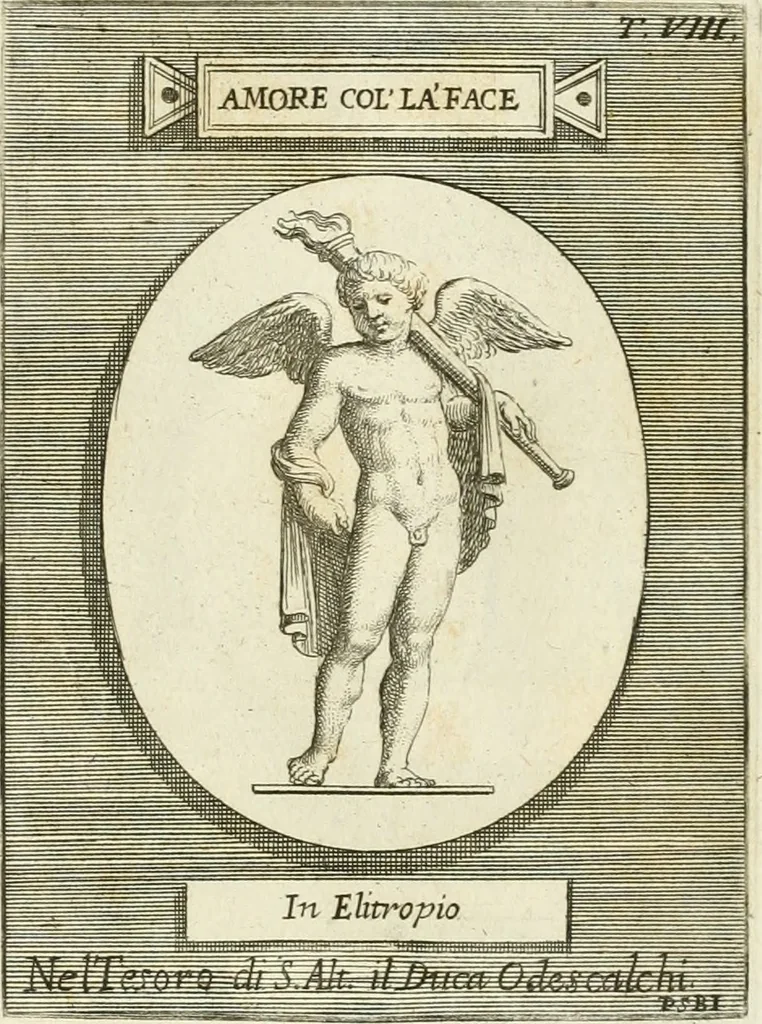 An illustration from Museum Odescalchum, sive, Thesaurus antiquarum gemmarum : cum imaginibus in iisdem insculptis, et iisdem exsculptis, quæ a serenissima Christina svecorum regina collectæ in Museo Odescalcho adservantur, et a Petro Sancte Bartolo quondam incisæ, nunc primum in lucem proferuntur .., 1751, leaf 170