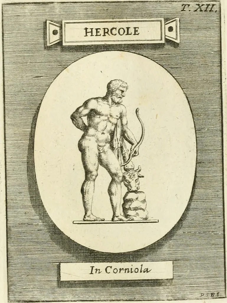 An illustration from Museum Odescalchum, sive, Thesaurus antiquarum gemmarum : cum imaginibus in iisdem insculptis, et iisdem exsculptis, quæ a serenissima Christina svecorum regina collectæ in Museo Odescalcho adservantur, et a Petro Sancte Bartolo quondam incisæ, nunc primum in lucem proferuntur .., 1751, leaf 178