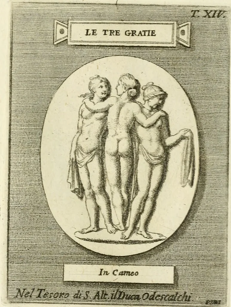 An illustration from Museum Odescalchum, sive, Thesaurus antiquarum gemmarum : cum imaginibus in iisdem insculptis, et iisdem exsculptis, quæ a serenissima Christina svecorum regina collectæ in Museo Odescalcho adservantur, et a Petro Sancte Bartolo quondam incisæ, nunc primum in lucem proferuntur .., 1751, leaf 182