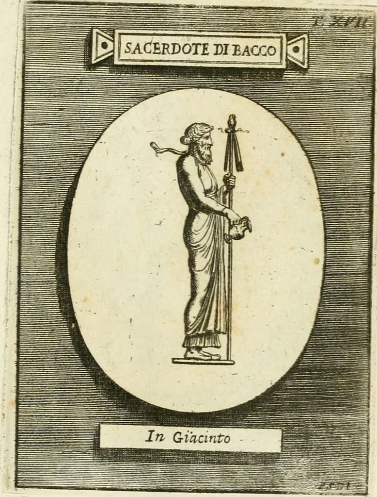 An illustration from Museum Odescalchum, sive, Thesaurus antiquarum gemmarum : cum imaginibus in iisdem insculptis, et iisdem exsculptis, quæ a serenissima Christina svecorum regina collectæ in Museo Odescalcho adservantur, et a Petro Sancte Bartolo quondam incisæ, nunc primum in lucem proferuntur .., 1751, leaf 188